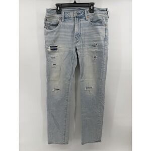 Men's American Eagle 33x32 Denim Distressed Blue Jeans